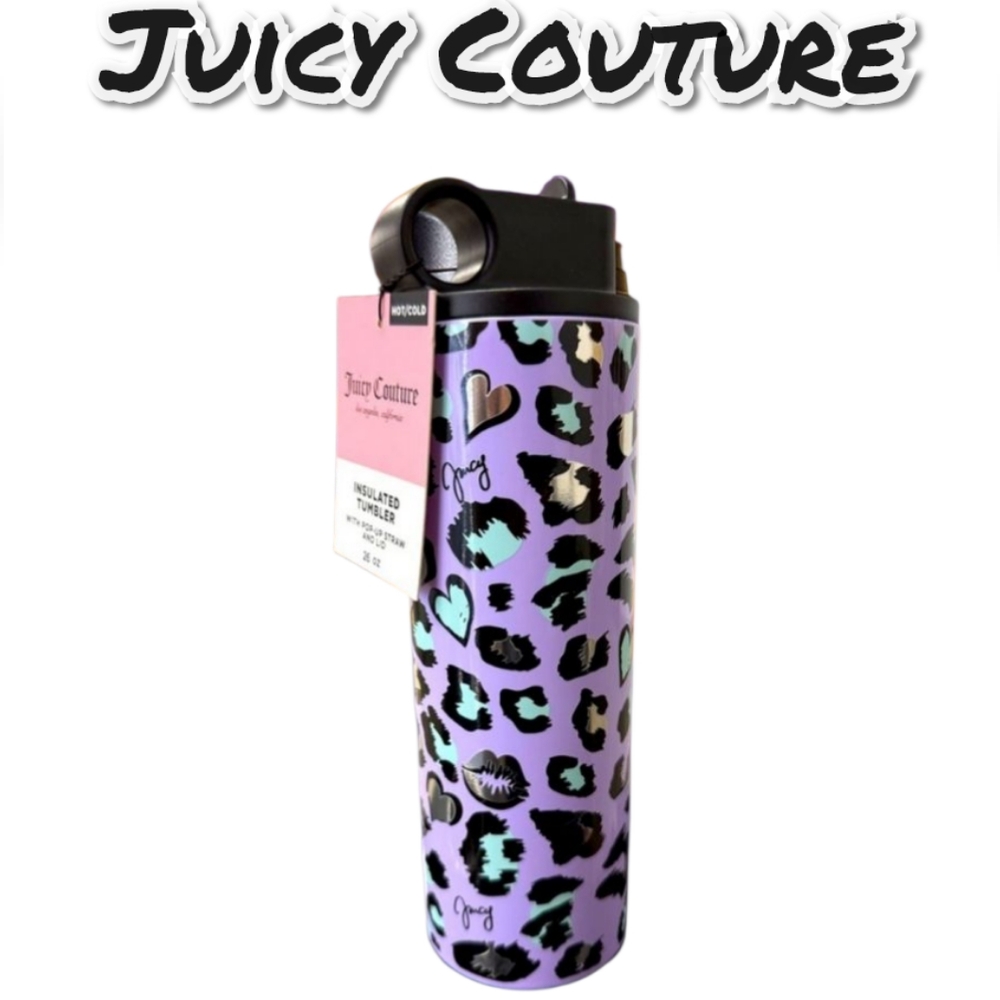 Juicy Couture Purple Leopard Print Insulated Tumbler - 26oz